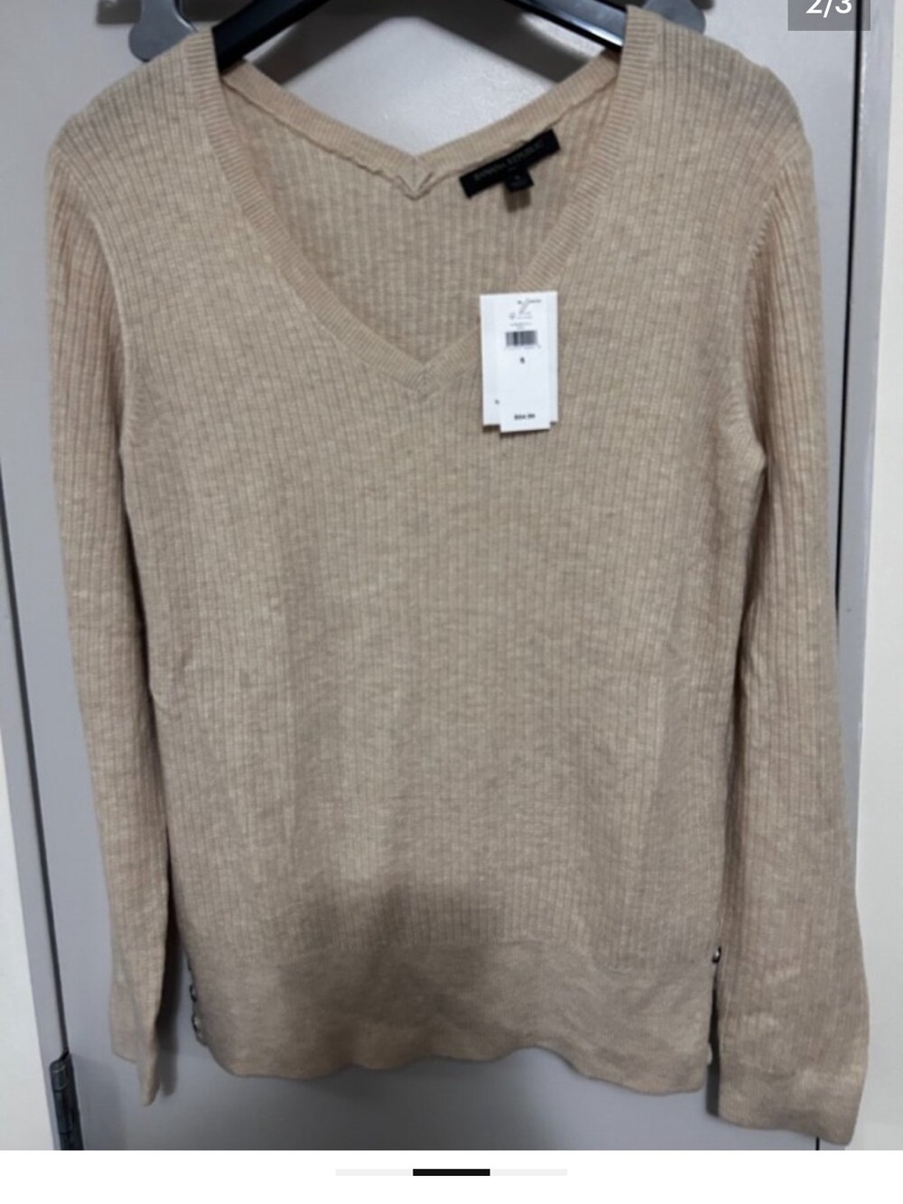 Banana Republic Oatmeal Ribbed V-Neck Pullover Sweater Women's S NWT